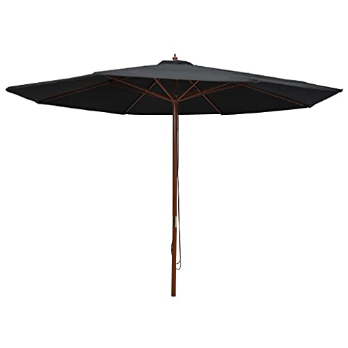 Keyur Garten Sonnenschirm Regenschirm, Strand Sonnenschirm Regenschirm Markt Regenschirm Outdoor Sonnenschirm Outdoor Sonnenschirm mit Holzstange 350 cm Schwarz von Keyur