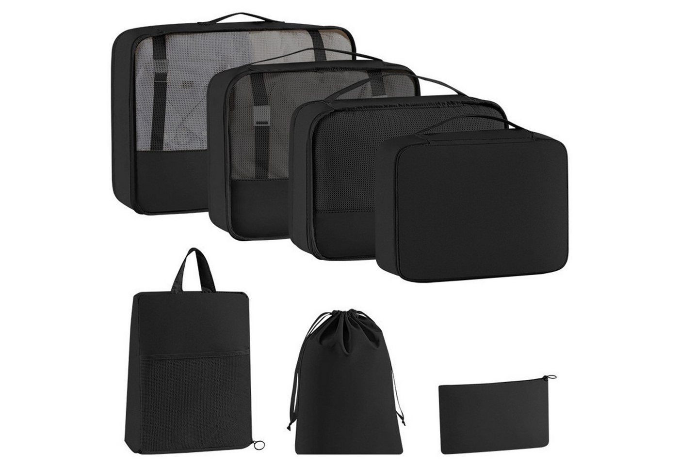 Keyura Kofferorganizer Aufbewahrungstasche tragbarer reise organizer im 7er-set (Packing Cubes,Wasserdichte Reise Kleidertaschen,Packtaschen für koffer, Verpackungswürfel mit Kosmetiktasche, Digitale Tasche, USB Kabel Tasche), Kosmetiktasche für Reisen, Vielreisenden, Freizeitcampern, Wanderern von Keyura