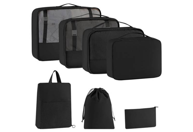 Keyura Kofferorganizer Aufbewahrungstasche tragbarer reise organizer im 7er-set (Packing Cubes,Wasserdichte Reise Kleidertaschen,Packtaschen für koffer, Verpackungswürfel mit Kosmetiktasche, Digitale Tasche, USB Kabel Tasche), Kosmetiktasche für Reisen, Vielreisenden, Freizeitcampern, Wanderern von Keyura