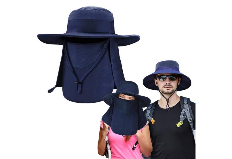 Keyura Sonnenhut Sonnenhut mit Abnehmbarer Halsklappe,Nackenklappe UV-Schutz Sonnenhüte (Herren & Damen Sommer Fischerhut mit Nackenklappe Sonnenschutz Kappe, Wide Brim Mesh Sun Hat, Safari Hat, Foldable,Verstellbarer Kinnriemen) Schutzhüte Wanderhut für Außenbereich, Camping, Wandern, Gehen, Reisen von Keyura