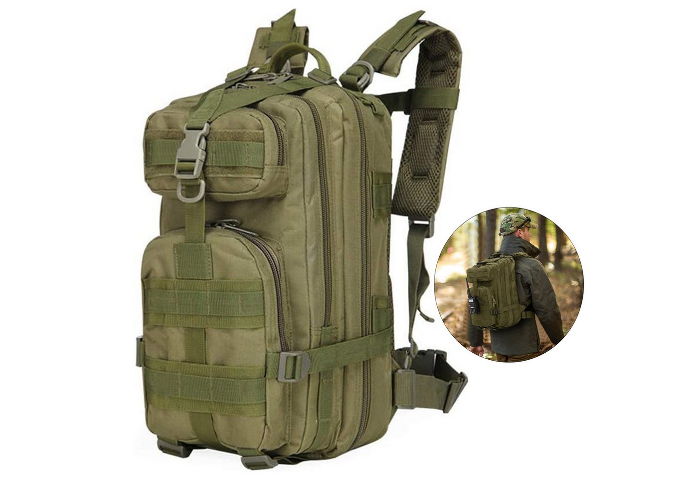 Keyura Wanderrucksack 35L Outdoor-Sportrucksack,Hiking Backpack, Tactical Backpack (aus robustem, wasserdichtem 800D Oxford-Gewebe für lange Haltbarkeit, Zwei-Wege-Reißverschlüsse erleichtern das Öffnen&Schließen der Taschen), Ideal für Camping, Wandern, Jagd, Sport, Werkzeuge und mehr von Keyura