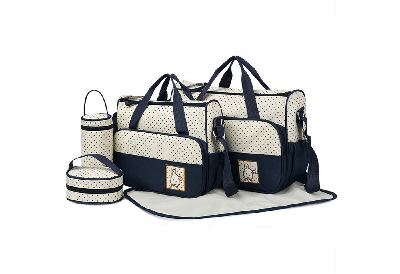 Keyura Wickeltasche 5-teiliges Baby Wickeltasche Set mit Flaschenwärmer & Wickelunterlage (Große Windeltasche als Umhängetasche & Reisetasche, Krankenhaustasche für Geburt, Mama Papa Kinderwagen), Reise Wickeltasche, Mehrzweck Wickeltasche für Unterwegs von Keyura