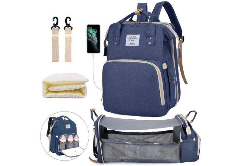 Keyura Wickeltasche Wickeltasche Rucksack, wickelrucksack mit bettfunktion Großer (Multifunktionale Diaper Bag Mit Wickelunterlage, Kinderwagen-Haken, Geeignet für Mama und Papa,Baby-Wickeltaschen, Muttertagsgeschenke), multifunktionaler wasserdichter Reise-Windelrucksack für Babys von Keyura