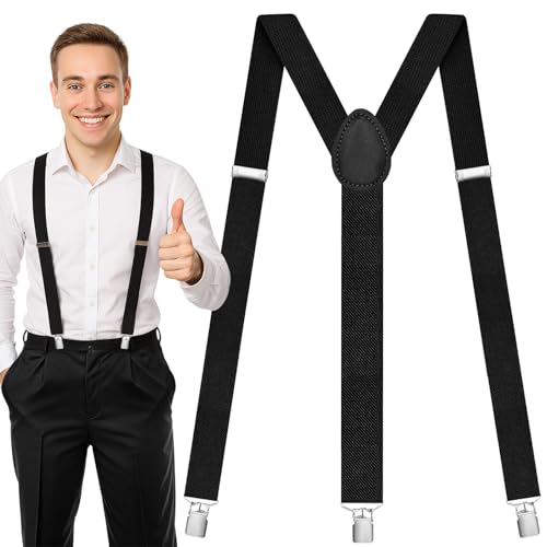Kezidhp Hosenträger Damen, Hosenträger Herren Breit 3.5 cm mit 3 Starken Metall Clip, Elastisch und Längenverstellbar, Einheitsgröße für Männer und Frauen von Kezidhp