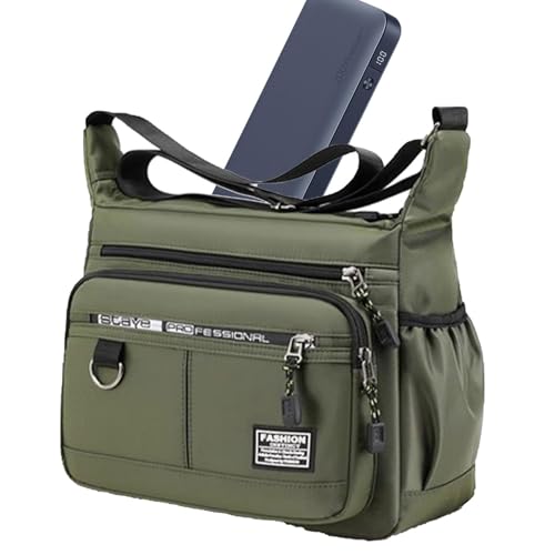[Kezvmhy] Crossbody-Tasche für Herren – Oxford-Stoff, wasserdicht, bequem, mehrschichtige Organisations-Schultertasche mit sicherem Reißverschluss für den täglichen Gebrauch, Herren-Umhängetasche von Kezvmhy