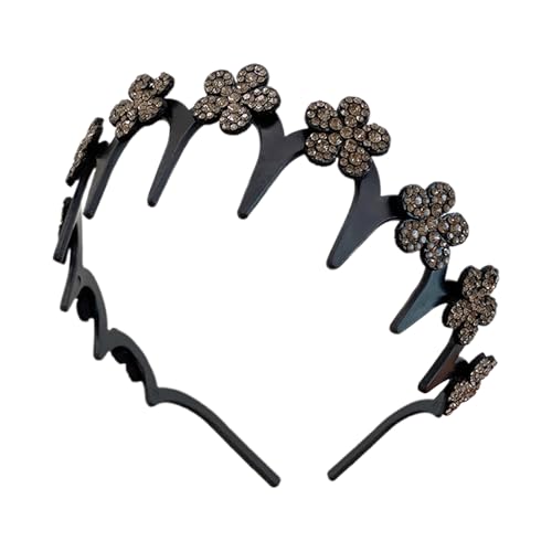 Kezvmhy Geripptes Stirnband für Damen, Kristall-Blumen-Haarband, kein Ausfallen, bequemer Haarschmuck für Erwachsene, Teenager, Duschen, Workouts, Fitnessstudio, Gesichtswäsche von Kezvmhy