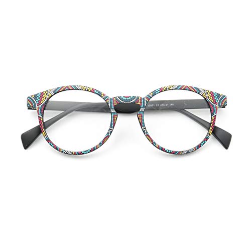 Kfdzsw Brillen Rahmen Frauen-runde Brille Feld Männer Bunte Vintage Mode-Full-Felge Rx-Glas-Rahmen Licht TR Brillen Regenbogen-Schwarze Brille-Rahmen (Frame Color : Gold) von Kfdzsw