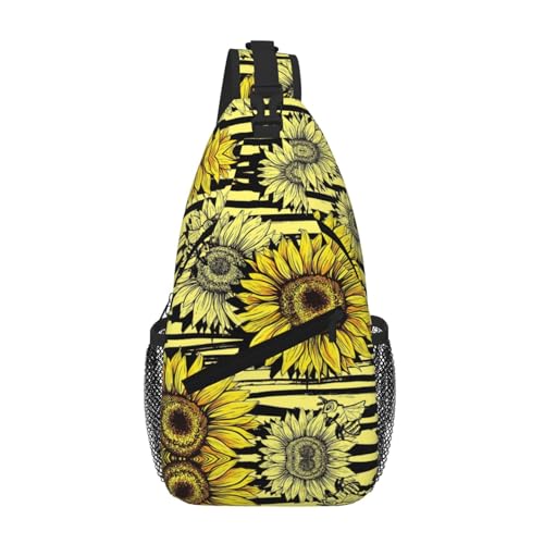 Bees Sunflowe Umhängetasche, Umhängetasche, Brusttasche, Schultergurt, Hüfttasche, für Herren und Damen von Kfjghhl