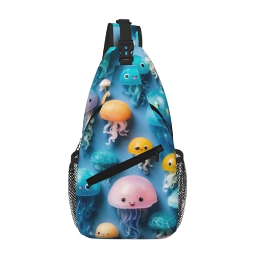 Bunte Quallen-Umhängetasche, Umhängetasche, Brusttasche, Schultergurt, Hüfttasche, für Herren und Damen Bunte Quallen-Umhängetasche, Umhängetasche, Brusttasche, Schultergurt, Hüfttasche, für Herren und Damen von Kfjghhl