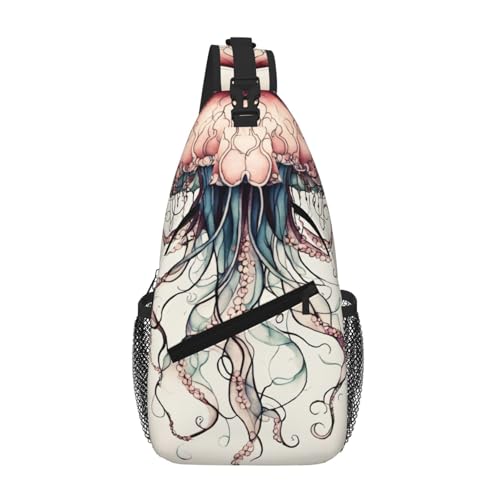Crossbody-Tasche mit Quallenmuster, Schultertasche, Brusttasche, Schultergurt, Hüfttasche, für Herren und Damen von Kfjghhl