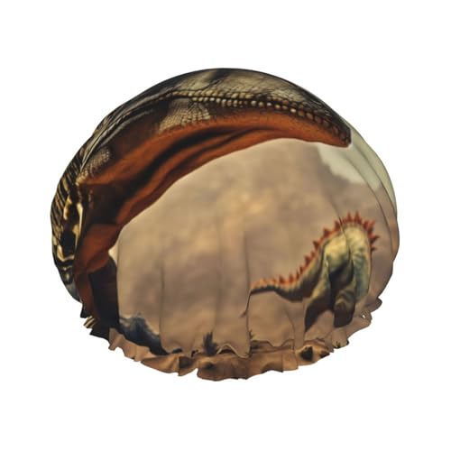 Dinosaurier-Duschhauben für Damen, wiederverwendbar, groß, für Herren, schnelltrocknend, Haarpflege, lang, kurz, Kinderbad von Kfjghhl