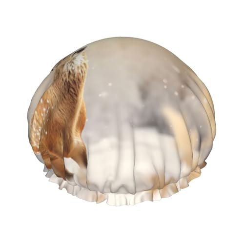 Goldene Hirsch-Weihnachtsduschhaube, wiederverwendbar, große Duschhaube, Herren, schnelltrocknend, Haarpflege, lang, kurz, Kinderbad von Kfjghhl