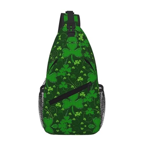 Hintergrund St. Patrick's Day Glitzer-Umhängetasche, Umhängetasche, Brusttasche, Schultergurt, Hüfttasche, für Herren und Damen von Kfjghhl