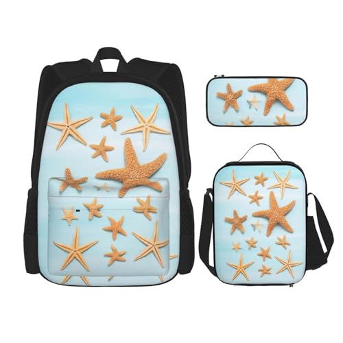 Kfjghhl 3D Schöne Maritim Sommer Federmäppchen Rucksack Mittagessen Tasche Jungen Mädchen Schule Büchertasche Set College Laptop Student Sommer von Kfjghhl