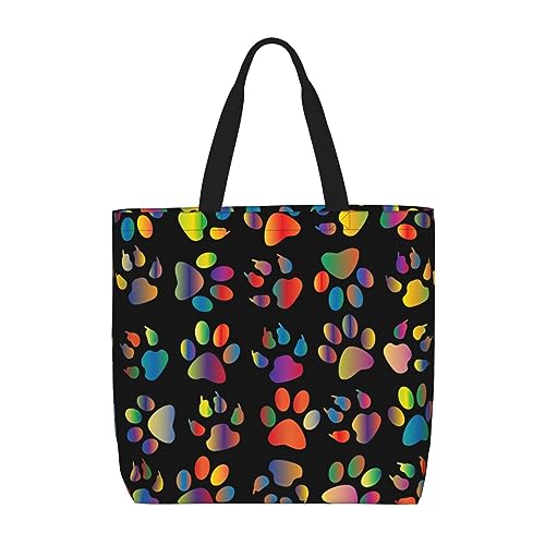 Kfjghhl Bunte Tragetasche mit Hundepfoten, großes Fassungsvermögen, Hand-/Schulter-Reißverschluss, für Damen, Mädchen, Ladentasche, Arbeit, Uni, Alltag Kfjghhl Bunte Tragetasche mit Hundepfoten, großes Fassungsvermögen, Hand-/Schulter-Reißverschluss, für Damen, Mädchen, Ladentasche, Arbeit, Uni, Alltag von Kfjghhl