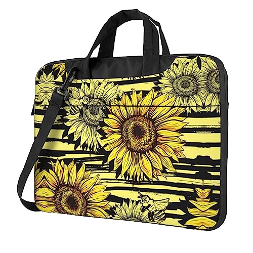 Kfjghhl Classic Bees Sunflowe Laptoptasche Aktentasche Pad Notebookfach Elegante Businesstasche separates Büro, Schwarz , 13 inch Kfjghhl Classic Bees Sunflowe Laptoptasche Aktentasche Pad Notebookfach Elegante Businesstasche separates Büro, Schwarz , 13 inch von Kfjghhl