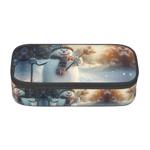Kfjghhl Federmäppchen mit Schneemann-Design, niedliches Federmäppchen, zweites großes Fassungsvermögen, Reißverschluss-Fächer von Kfjghhl