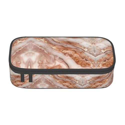 Kfjghhl Federmäppchen mit großem Fassungsvermögen, rotgoldenes Marmor-Federmäppchen, großes Fassungsvermögen, Reißverschluss-Fächer von Kfjghhl