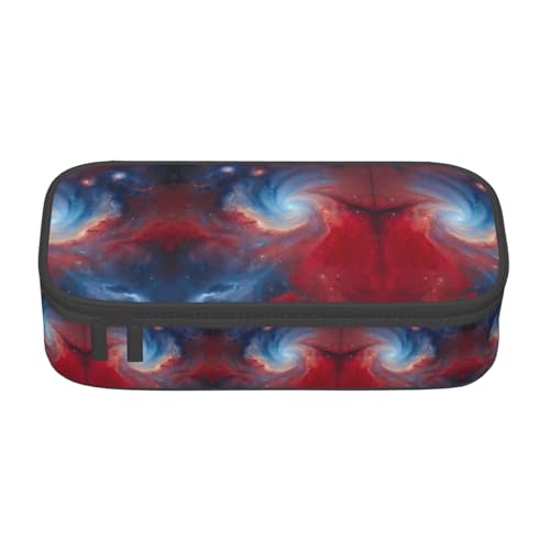 Kfjghhl Federmäppchen mit großem Fassungsvermögen und Reißverschlussfächern, Rot / Blau von Kfjghhl