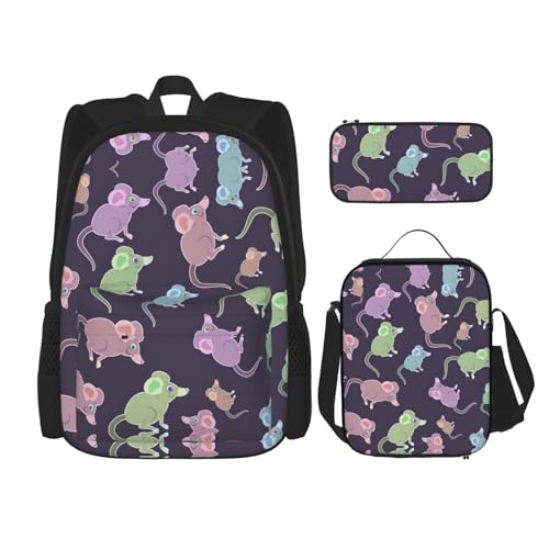Kfjghhl Federmäppchen mit niedlichem Maus-Design, Rucksack, Lunchtasche, Jungen, Mädchen, Schule, Büchertasche, Set, College, Laptop, Studenten, Sommer von Kfjghhl