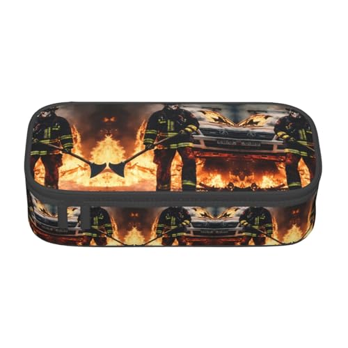 Kfjghhl Feuerwehrmann Feuerwehrmann Flamme Federmäppchen Groß Mädchen Jungen Niedliches Federmäppchen Sekundäre Große Kapazität Reißverschlussfächer von Kfjghhl