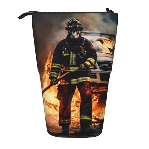 Kfjghhl Feuerwehrmann Feuerwehrmann Flamme Federmäppchen Mädchen groß leicht Halter Studenten Erwachsene Jungen Geschenke Kinder Stand Up Bleistift von Kfjghhl