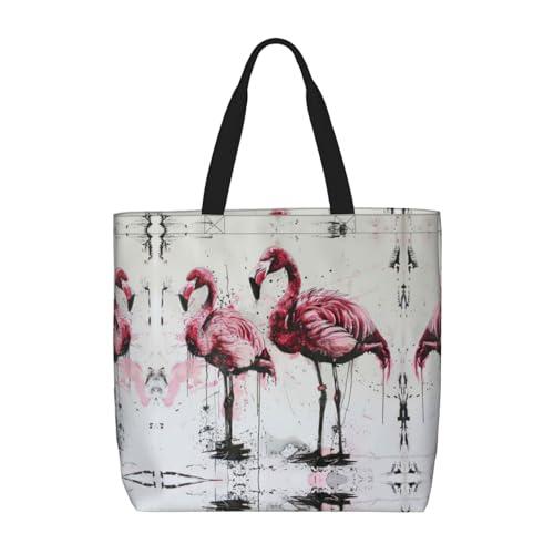 Kfjghhl Ink Flamingos Tragetasche, großes Fassungsvermögen, Hand-/Schulter-Reißverschluss, für Damen, Mädchen, Ladentasche, Arbeit, Uni, Alltag Kfjghhl Ink Flamingos Tragetasche, großes Fassungsvermögen, Hand-/Schulter-Reißverschluss, für Damen, Mädchen, Ladentasche, Arbeit, Uni, Alltag von Kfjghhl