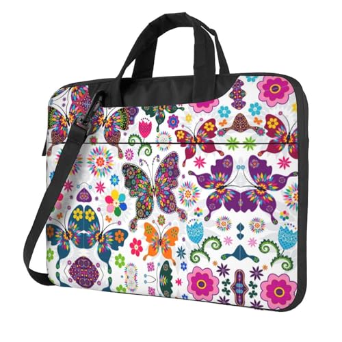 Kfjghhl Klassische Frühlingsblumen-Schmetterling-Laptop-Tasche, Aktentasche, Pad, Notebook-Fach, elegante Business-Tasche, separates Büro, Schwarz , 14 inch Kfjghhl Klassische Frühlingsblumen-Schmetterling-Laptop-Tasche, Aktentasche, Pad, Notebook-Fach, elegante Business-Tasche, separates Büro, Schwarz , 14 inch von Kfjghhl