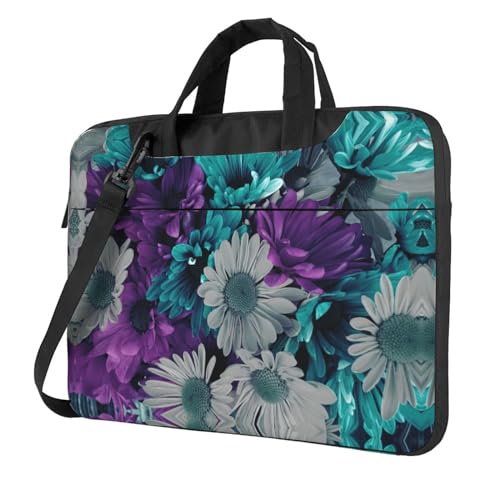 Kfjghhl Klassische Laptoptasche mit violetten und blaugrünen Blumen, Aktentasche, Pad, Notebook-Fach, elegante Business-Tasche, separates Büro, Schwarz , 14 inch Kfjghhl Klassische Laptoptasche mit violetten und blaugrünen Blumen, Aktentasche, Pad, Notebook-Fach, elegante Business-Tasche, separates Büro, Schwarz , 14 inch von Kfjghhl