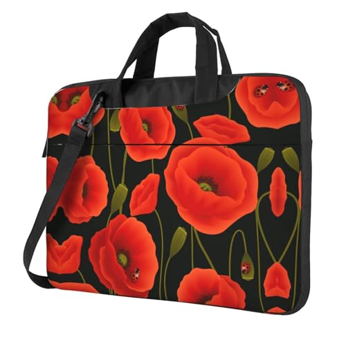 Kfjghhl Klassische Poppy Flowers Laptoptasche Aktentasche Pad Notebookfach Elegante Businesstasche Separate Büro, Schwarz , 13 inch Kfjghhl Klassische Poppy Flowers Laptoptasche Aktentasche Pad Notebookfach Elegante Businesstasche Separate Büro, Schwarz , 13 inch von Kfjghhl