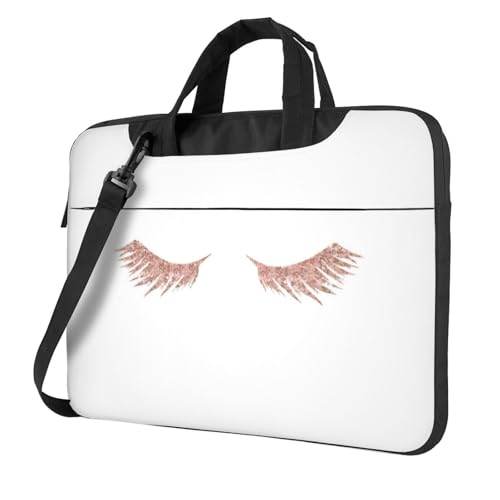 Kfjghhl Klassische Rose Gold Wimpern Laptop Tasche Aktentasche Pad Notebook Fach Elegante Business Tasche Separate Büro, Schwarz , 14 inch Kfjghhl Klassische Rose Gold Wimpern Laptop Tasche Aktentasche Pad Notebook Fach Elegante Business Tasche Separate Büro, Schwarz , 14 inch von Kfjghhl