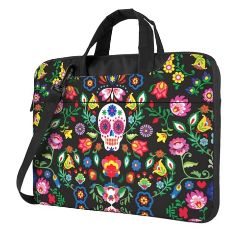 Kfjghhl Klassische Sugar Horror Totenkopf und Blumen Laptoptasche Aktentasche Pad Notebookfach Elegante Businesstasche Separate Büro, Schwarz , 15.6 inch Kfjghhl Klassische Sugar Horror Totenkopf und Blumen Laptoptasche Aktentasche Pad Notebookfach Elegante Businesstasche Separate Büro, Schwarz , 15.6 inch von Kfjghhl