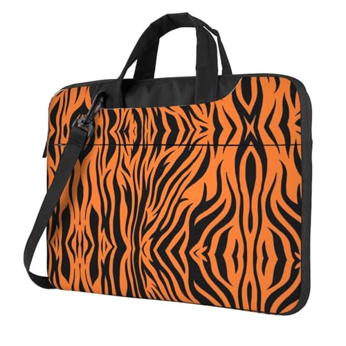 Kfjghhl Klassische Tiger Streifen Orange Muster Laptoptasche Aktentasche Pad Notebookfach Elegant Business Tasche Separate Büro, Schwarz , 14 inch Kfjghhl Klassische Tiger Streifen Orange Muster Laptoptasche Aktentasche Pad Notebookfach Elegant Business Tasche Separate Büro, Schwarz , 14 inch von Kfjghhl
