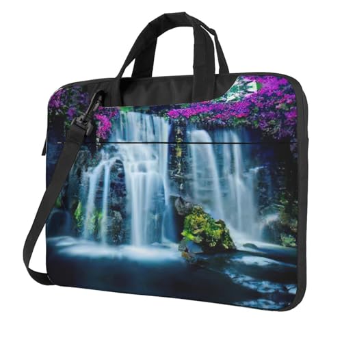 Kfjghhl Klassische Wasserfall und Blume Laptoptasche Aktentasche Pad Notebook Fach Elegante Business Tasche Separate Büro, Schwarz , 14 inch Kfjghhl Klassische Wasserfall und Blume Laptoptasche Aktentasche Pad Notebook Fach Elegante Business Tasche Separate Büro, Schwarz , 14 inch von Kfjghhl