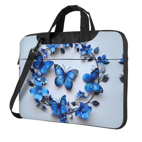 Kfjghhl Klassische blaue Schmetterlinge Laptoptasche Aktentasche Pad Notebookfach Elegante Businesstasche separates Büro, Schwarz , 13 inch Kfjghhl Klassische blaue Schmetterlinge Laptoptasche Aktentasche Pad Notebookfach Elegante Businesstasche separates Büro, Schwarz , 13 inch von Kfjghhl