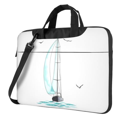 Kfjghhl Klassische blaue Segelboot-Laptoptasche Aktentasche Pad Notebook-Fach Elegante Businesstasche separates Büro, Schwarz , 14 inch Kfjghhl Klassische blaue Segelboot-Laptoptasche Aktentasche Pad Notebook-Fach Elegante Businesstasche separates Büro, Schwarz , 14 inch von Kfjghhl