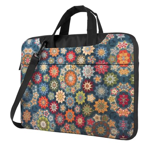 Kfjghhl Klassische böhmische Blume Laptoptasche Aktentasche Pad Notebookfach Elegante Businesstasche Separate Büro, Schwarz , 15.6 inch Kfjghhl Klassische böhmische Blume Laptoptasche Aktentasche Pad Notebookfach Elegante Businesstasche Separate Büro, Schwarz , 15.6 inch von Kfjghhl