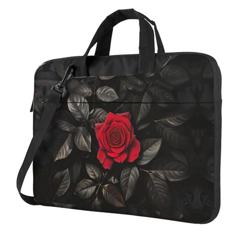 Kfjghhl Klassische rote Rose und schwarze Blätter, Laptoptasche, Aktentasche, Pad, Notebook-Fach, elegante Business-Tasche, separates Büro, Schwarz , 15.6 inch Kfjghhl Klassische rote Rose und schwarze Blätter, Laptoptasche, Aktentasche, Pad, Notebook-Fach, elegante Business-Tasche, separates Büro, Schwarz , 15.6 inch von Kfjghhl