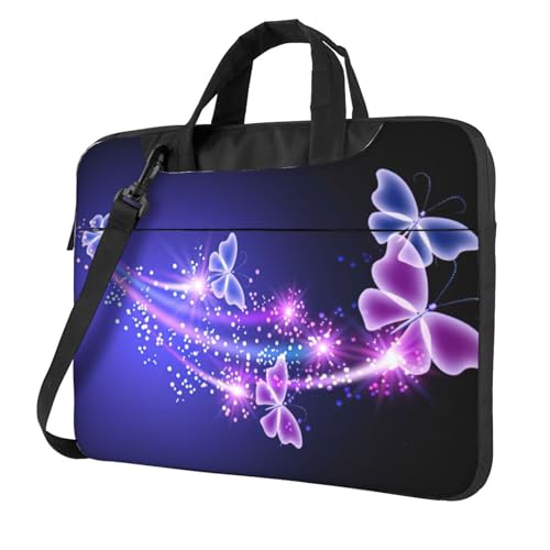 Kfjghhl Klassische schöne lila Schmetterling Laptoptasche Aktentasche Pad Notebookfach Elegante Businesstasche separates Büro, Schwarz , 13 inch Kfjghhl Klassische schöne lila Schmetterling Laptoptasche Aktentasche Pad Notebookfach Elegante Businesstasche separates Büro, Schwarz , 13 inch von Kfjghhl