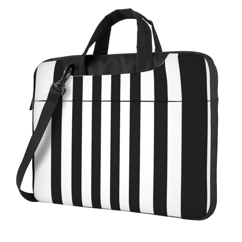 Kfjghhl Klassische schwarze und weiße Streifen Laptoptasche Aktentasche Pad Notebookfach Elegante Businesstasche separates Büro, Schwarz , 13 inch Kfjghhl Klassische schwarze und weiße Streifen Laptoptasche Aktentasche Pad Notebookfach Elegante Businesstasche separates Büro, Schwarz , 13 inch von Kfjghhl