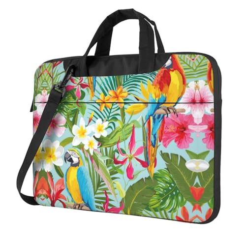 Kfjghhl Klassische tropische Pflanzen und Papageien Laptoptasche Aktentasche Pad Notebook-Fach Elegante Businesstasche Separates Büro, Schwarz , 15.6 inch Kfjghhl Klassische tropische Pflanzen und Papageien Laptoptasche Aktentasche Pad Notebook-Fach Elegante Businesstasche Separates Büro, Schwarz , 15.6 inch von Kfjghhl
