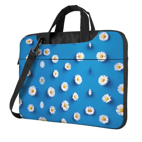 Kfjghhl Klassische weiße Gänseblümchen Laptoptasche Aktentasche Pad Notebookfach Elegante Businesstasche Separate Büro, Schwarz , 14 inch Kfjghhl Klassische weiße Gänseblümchen Laptoptasche Aktentasche Pad Notebookfach Elegante Businesstasche Separate Büro, Schwarz , 14 inch von Kfjghhl