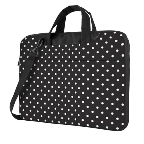 Kfjghhl Klassische weiße Punktmuster Laptoptasche Aktentasche Pad Notebook-Fach Elegante Businesstasche separates Büro, Schwarz , 13 inch Kfjghhl Klassische weiße Punktmuster Laptoptasche Aktentasche Pad Notebook-Fach Elegante Businesstasche separates Büro, Schwarz , 13 inch von Kfjghhl