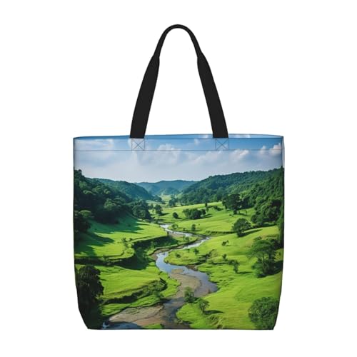 Kfjghhl Mountain Grass Tragetasche, großes Fassungsvermögen, Hand-/Schulter-Reißverschluss, für Damen, Mädchen, Ladentasche, Arbeit, Uni, Alltag Kfjghhl Mountain Grass Tragetasche, großes Fassungsvermögen, Hand-/Schulter-Reißverschluss, für Damen, Mädchen, Ladentasche, Arbeit, Uni, Alltag von Kfjghhl