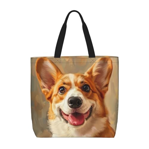 Kfjghhl Süße Corgi-Tragetasche, großes Fassungsvermögen, Hand-/Schulter-Reißverschluss, für Damen, Mädchen, Ladentasche, Arbeit, Uni, Alltag Kfjghhl Süße Corgi-Tragetasche, großes Fassungsvermögen, Hand-/Schulter-Reißverschluss, für Damen, Mädchen, Ladentasche, Arbeit, Uni, Alltag von Kfjghhl