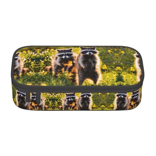 Kfjghhl Süßes Waschbär-Federmäppchen, großes Federmäppchen für Mädchen und Jungen, niedliches Federmäppchen, zweites großes Fassungsvermögen, Reißverschlussfächer von Kfjghhl