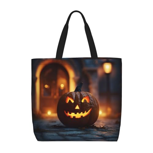 Kfjghhl Tragetasche für Halloween, mit Kürbissen, großes Fassungsvermögen, Hand-/Schulter-Reißverschluss, für Damen, Mädchen, Ladentasche, Arbeit, Uni, Alltag Kfjghhl Tragetasche für Halloween, mit Kürbissen, großes Fassungsvermögen, Hand-/Schulter-Reißverschluss, für Damen, Mädchen, Ladentasche, Arbeit, Uni, Alltag von Kfjghhl