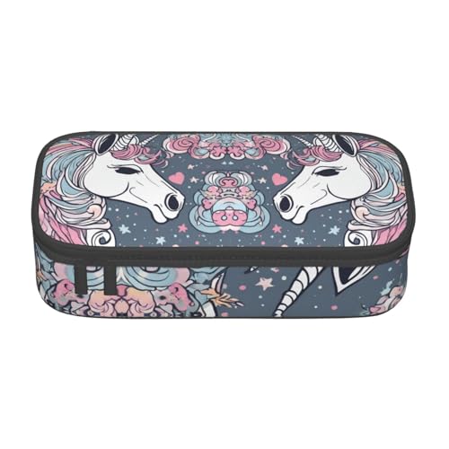 Kfjghhl Unicorn Design03 Federmäppchen, groß, Mädchen, Jungen, niedliches Federmäppchen, zweites großes Fassungsvermögen, Reißverschlussfächer von Kfjghhl