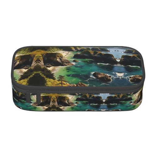 Kfjghhl Us Map Federmäppchen mit Meeresküstenmotiv, für Mädchen und Jungen, niedliches Federmäppchen, zweites großes Fassungsvermögen, Reißverschlussfächer von Kfjghhl