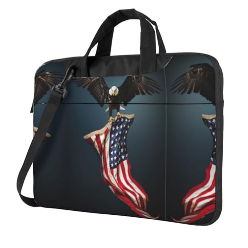 Klassische 3D-Glatzenadler fliegt mit amerikanischer Flagge, Laptoptasche, Aktentasche, Notebook-Fach, elegante Business-Tasche, separates Büro, Schwarz , 13 inch Klassische 3D-Glatzenadler fliegt mit amerikanischer Flagge, Laptoptasche, Aktentasche, Notebook-Fach, elegante Business-Tasche, separates Büro, Schwarz , 13 inch von Kfjghhl